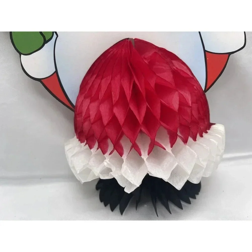 Vintage Red Honeycomb Santa Claus Christmas Table Decoration 6”